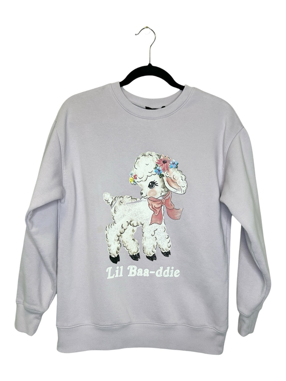 Forever 21 Alt Girl Lil Baa-ddie Lamb Baddie Lilac sweatshirt size Small
